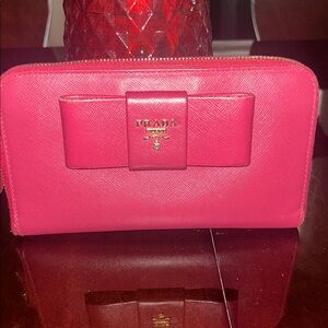 Prada Fuchsia Bow Wallet